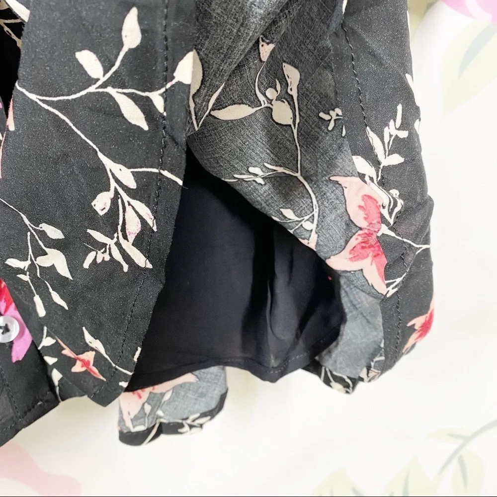 NEW Free People Lighten Up Floral Black Combo Mini Dress XS